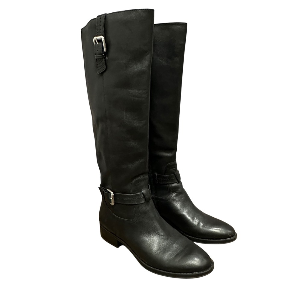 Sam Edelman‎ Ponce Black Soft Leather Riding Boots Knee-High Size 6.5